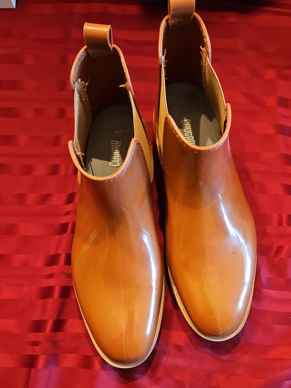 Cougar Women's Glossy Tan Chelsea Rain Boots